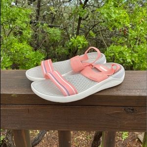 Pink croc sandals